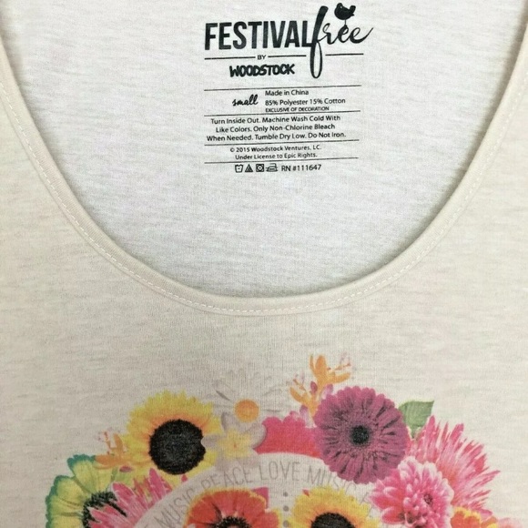 NEW FESTIVALFREE byWOODSTOCK S Tank Top Crop Peace - Picture 3 of 5